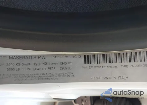 2014 Maserati Ghibli S from USA, damaged, VIN ZAM57RTA2E1083387